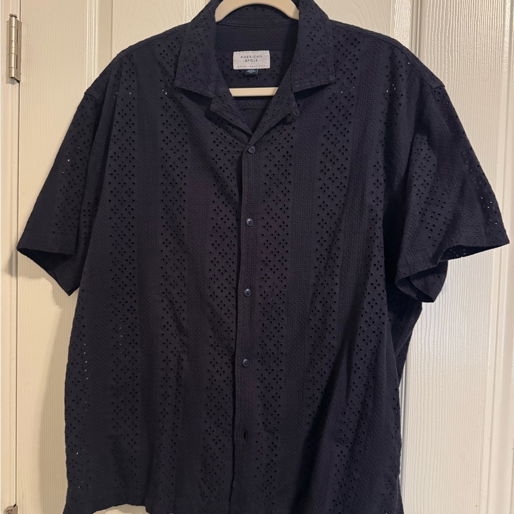 Navy Blue Short Sleeve Men's Shirt - Size M